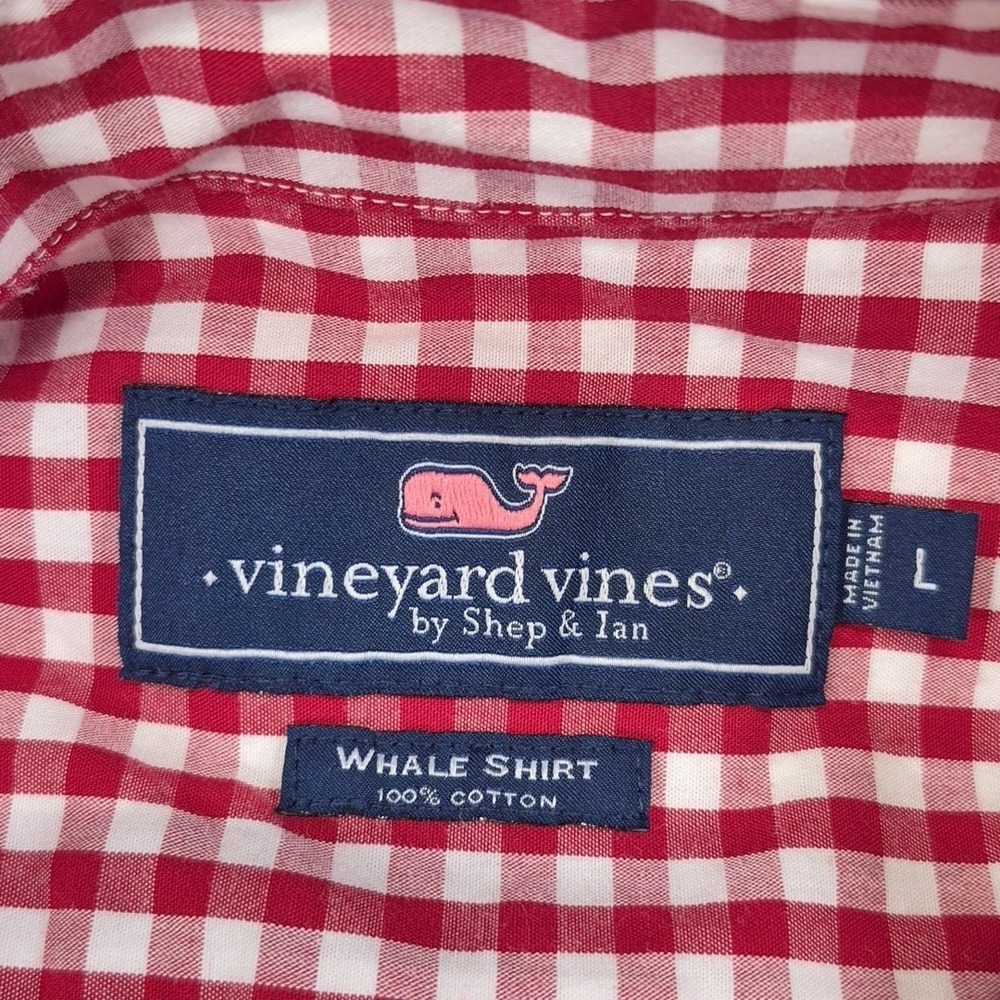 Vineyard Vines Long Sleeve Whale Shirt Large Red Gingham Check - Picture 3 of 7
